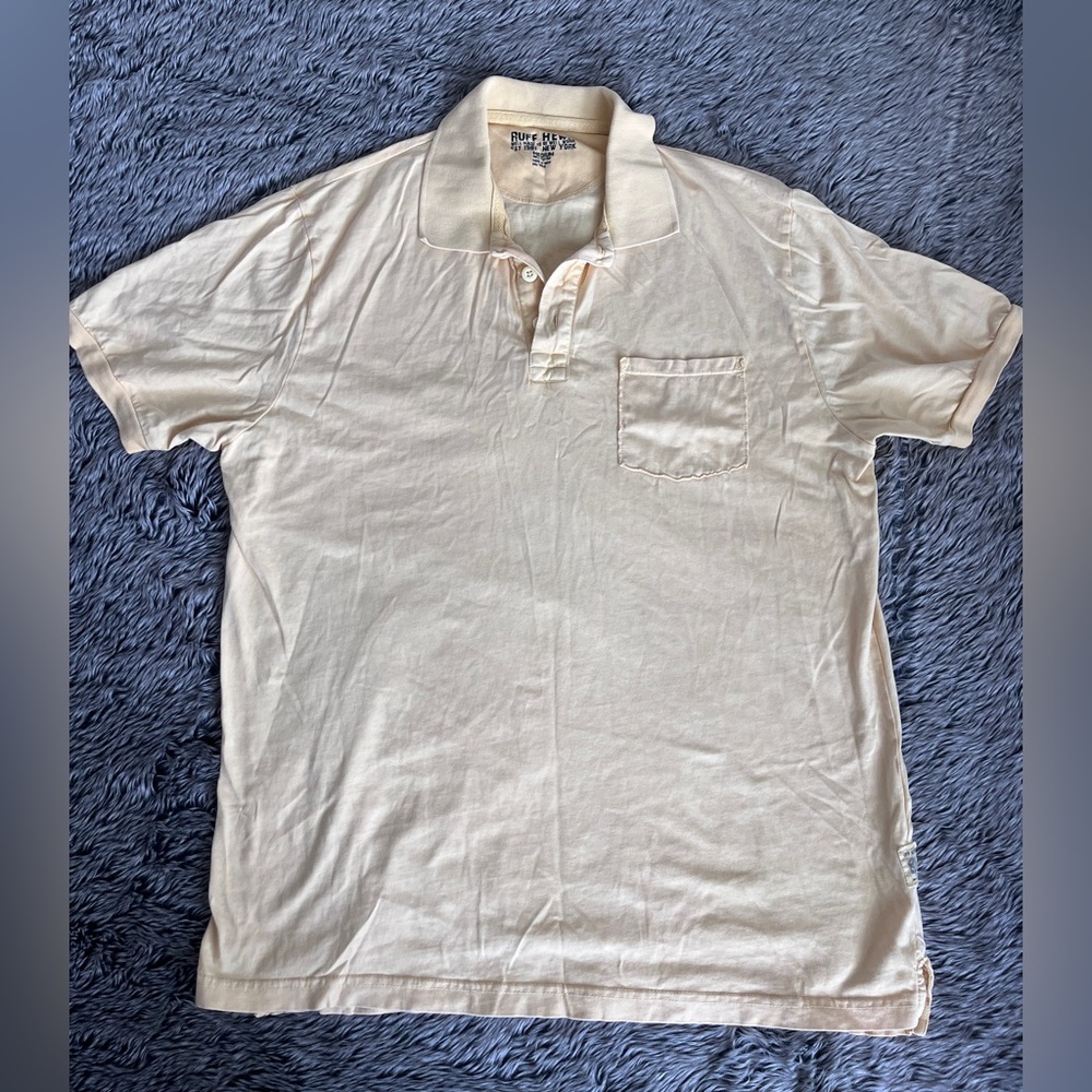 Ruff Hewn Yellow 100% Cotton Polo Shirt Men’s Size Medium Classic Golf Preppy